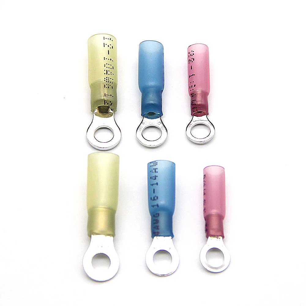 50PCS Heat Shrink Ring Round Insulated Terminals Wire Cable Connectors Wiring Crimp Terminals Marine Seal Waterproof M4/5/6/8/10