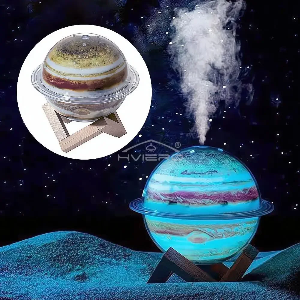 Nawilżacz Galaxy Planet 330ml ciężka mgła Atomizer domowy LED lampka nocna okrągły przenośny USB aromaterapeutyczne lampy nastrojowe