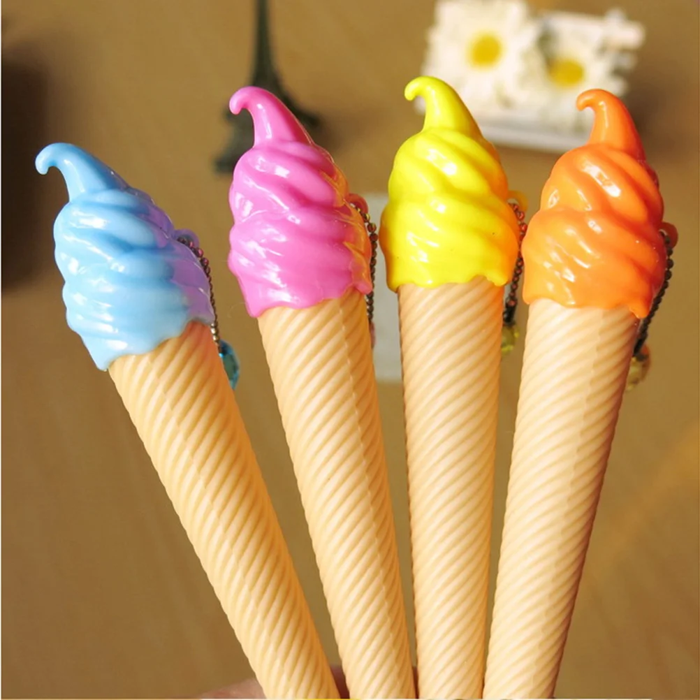 12 قطعة أقلام جل الآيس كريم الحبر الأسود نقطة دقيقة الكتابة السلس مقاومة للاهتراء لطيف القرطاسية لطلاب المدارس مكتب البلاستيك #2