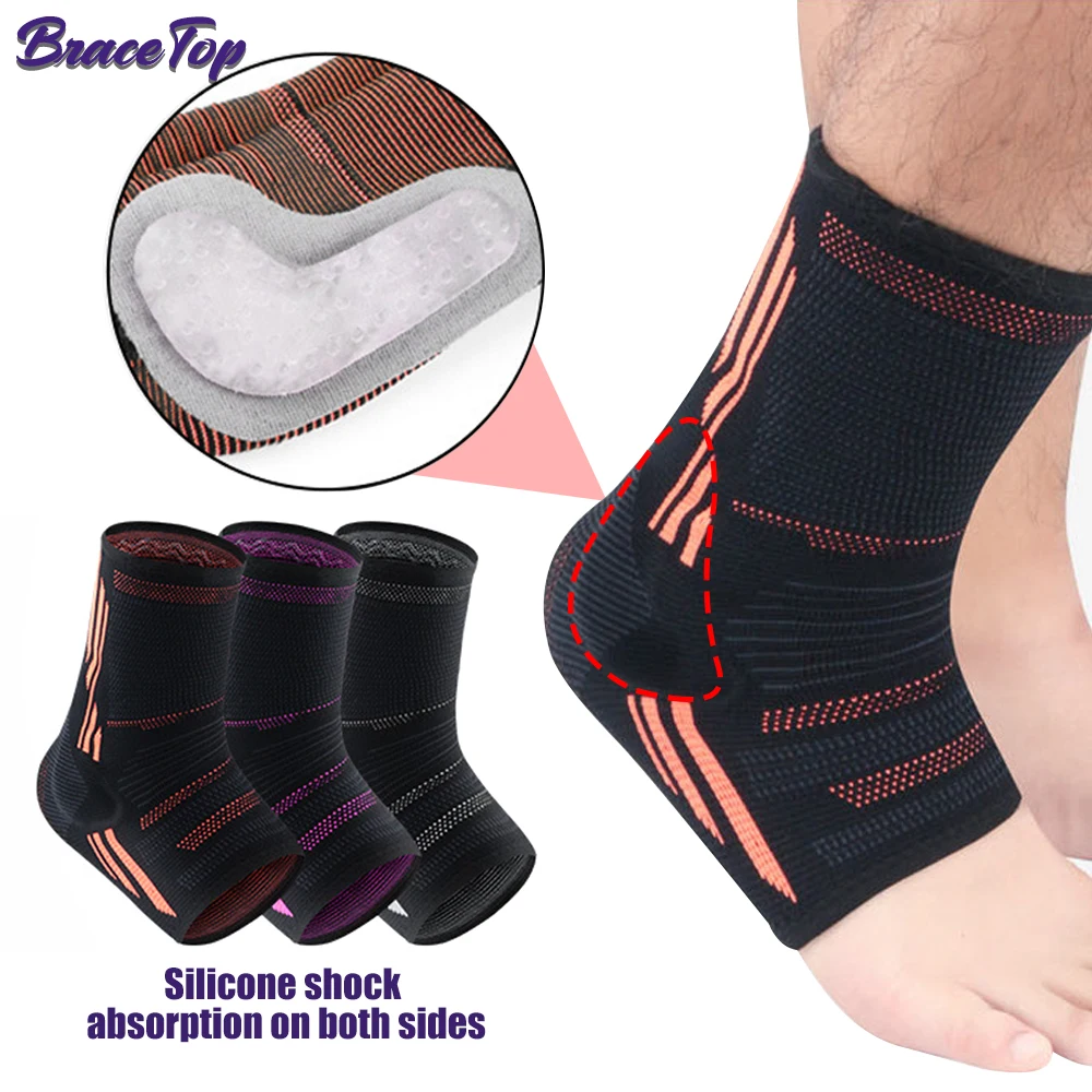 1PCS Ankle Brace Compression Support Sleeve Guard with Stabilizing Gel Pads for Ankle Achilles Tendonitis Plantar Fasciitis Pain