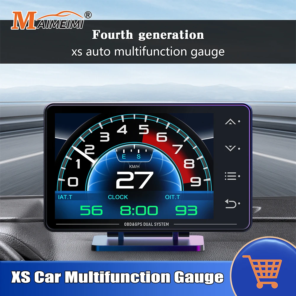 New XS HUD Gauge OBD2+GPS Multi-function Digital LCD Meter Turbo Boost Oil Pressure Oil Temp G Value Gyroscope Head Up Display