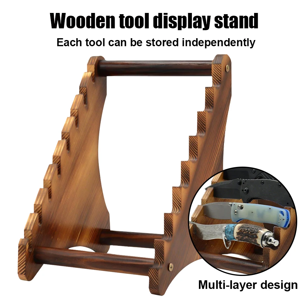 Soporte plegable de madera organizador para cuchillos tácticos
