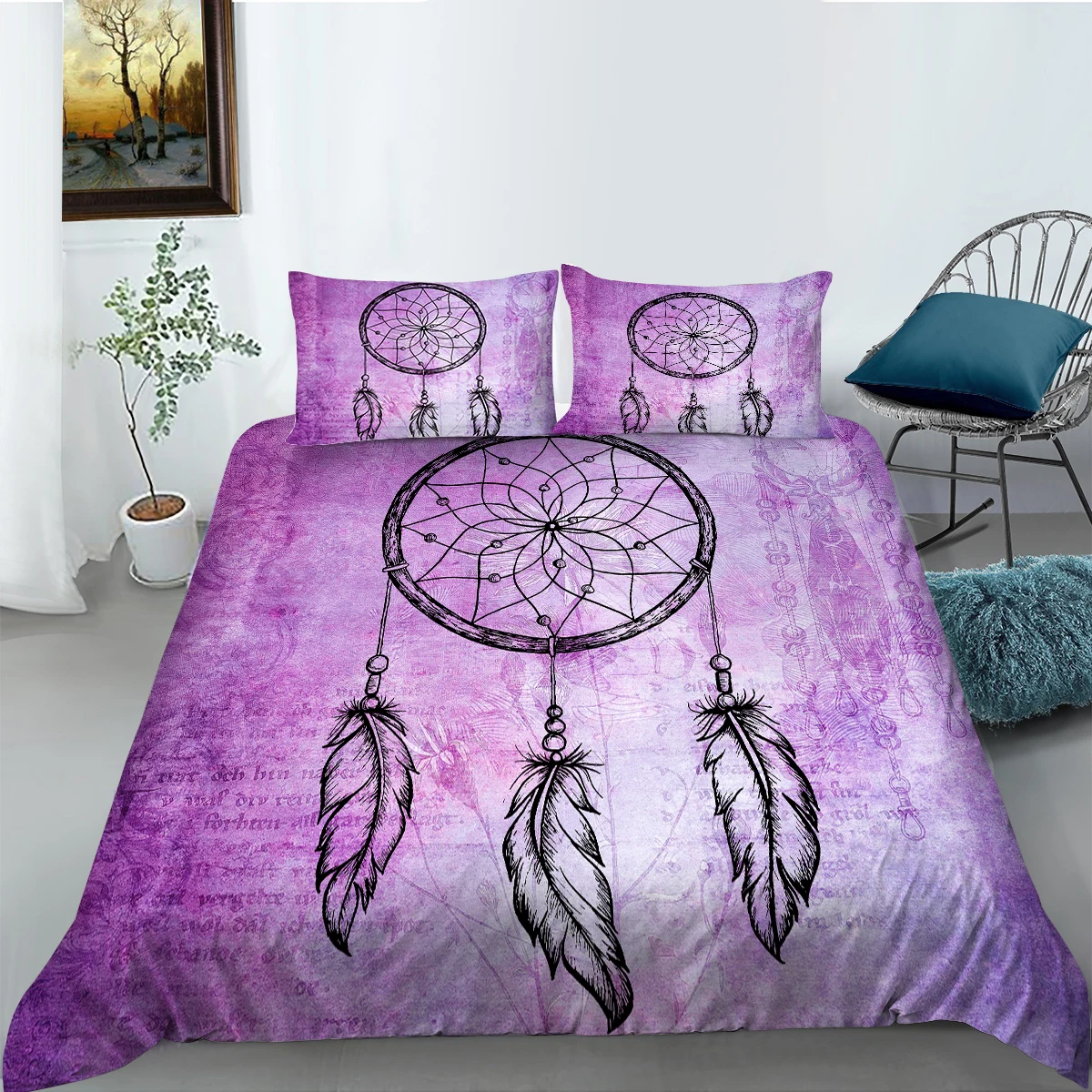 

Cartoon Print Comforter Cover Set Home Quilt Cover 3D Bedding Set Dream Catcher Duvet Cover