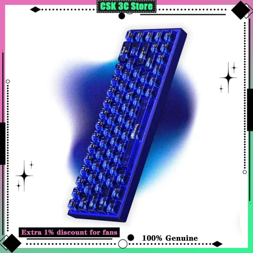 LOONG PLANET K680 2nd Type-C Wired Mechanical Keyboard 68Keys 1000Hz RGB HiFi Custom Linear Sparkle Pink Switch for Office Game