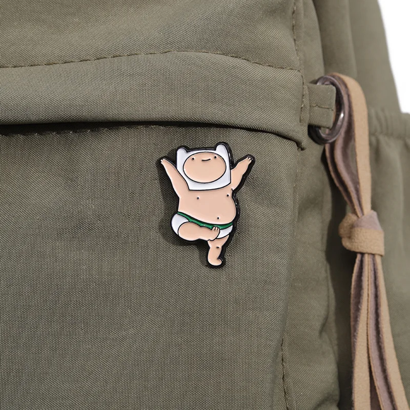 Broche Kawaii para mascotas gordas, alfileres de baile de dibujos animados con forma de Finn, insignia esmaltada, accesorios de Cosplay, Pin de solapa, ramillete, accesorios de joyería, regalo
