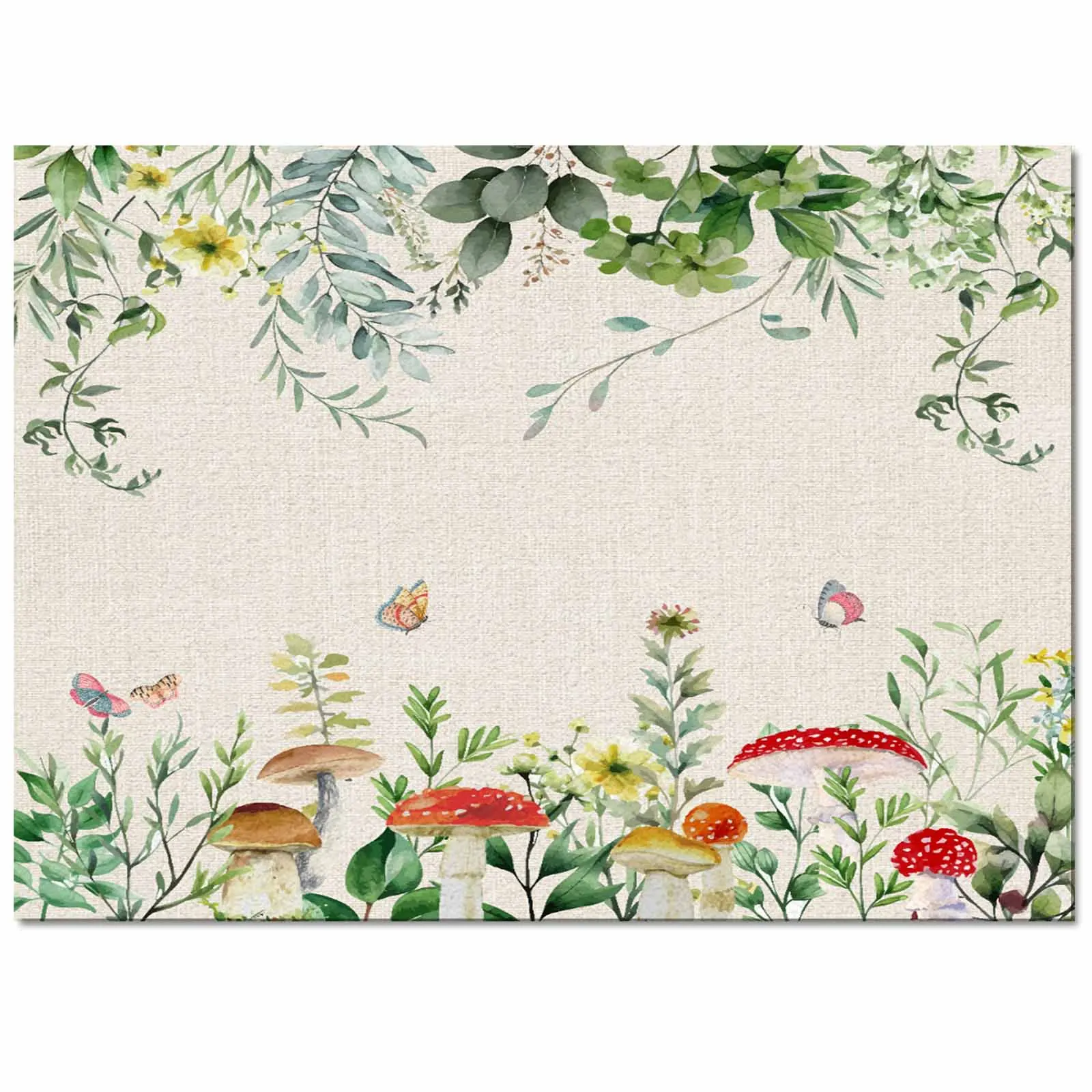 Plant Mushroom Butterfly Leaves Living Room Floor Mat Children's Bedroom Bedside Carpet Kitchen Door