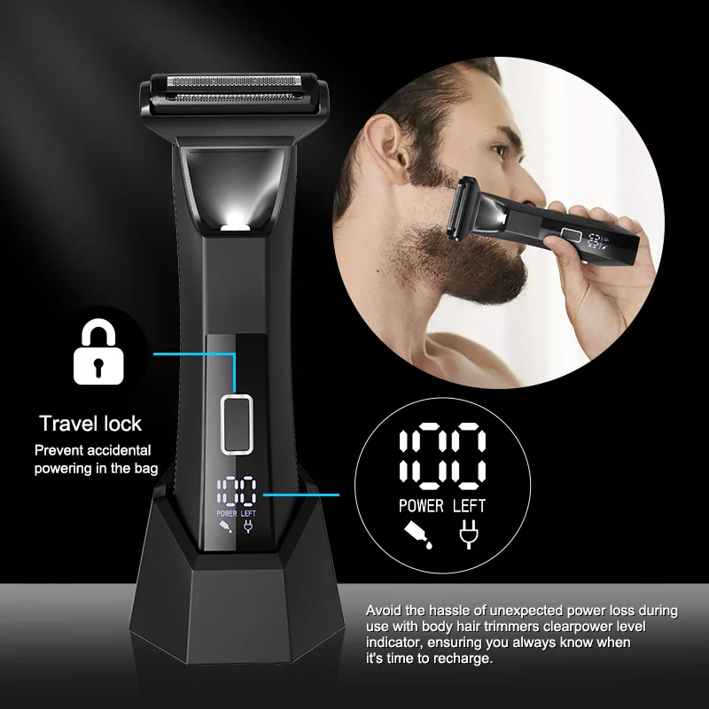 IPX6 wasserdichter 2-in-1-Traum-/Körperschneider – SkinSafe-Doppelkopf-Folienklingen, kabelloser Nass- und Trocken-Trimmer mit USB-C-Schnellladung – Detail 7