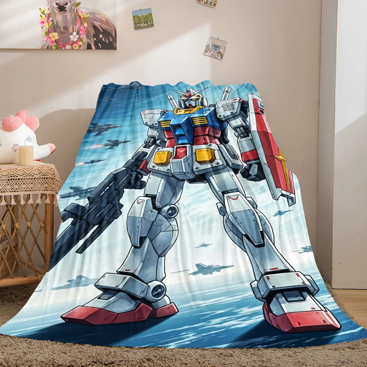 Gundam Series Soft Flannel Blanket Lightweight Cozy Microfiber Blanket for Couch Bed Machine Washable LXR102