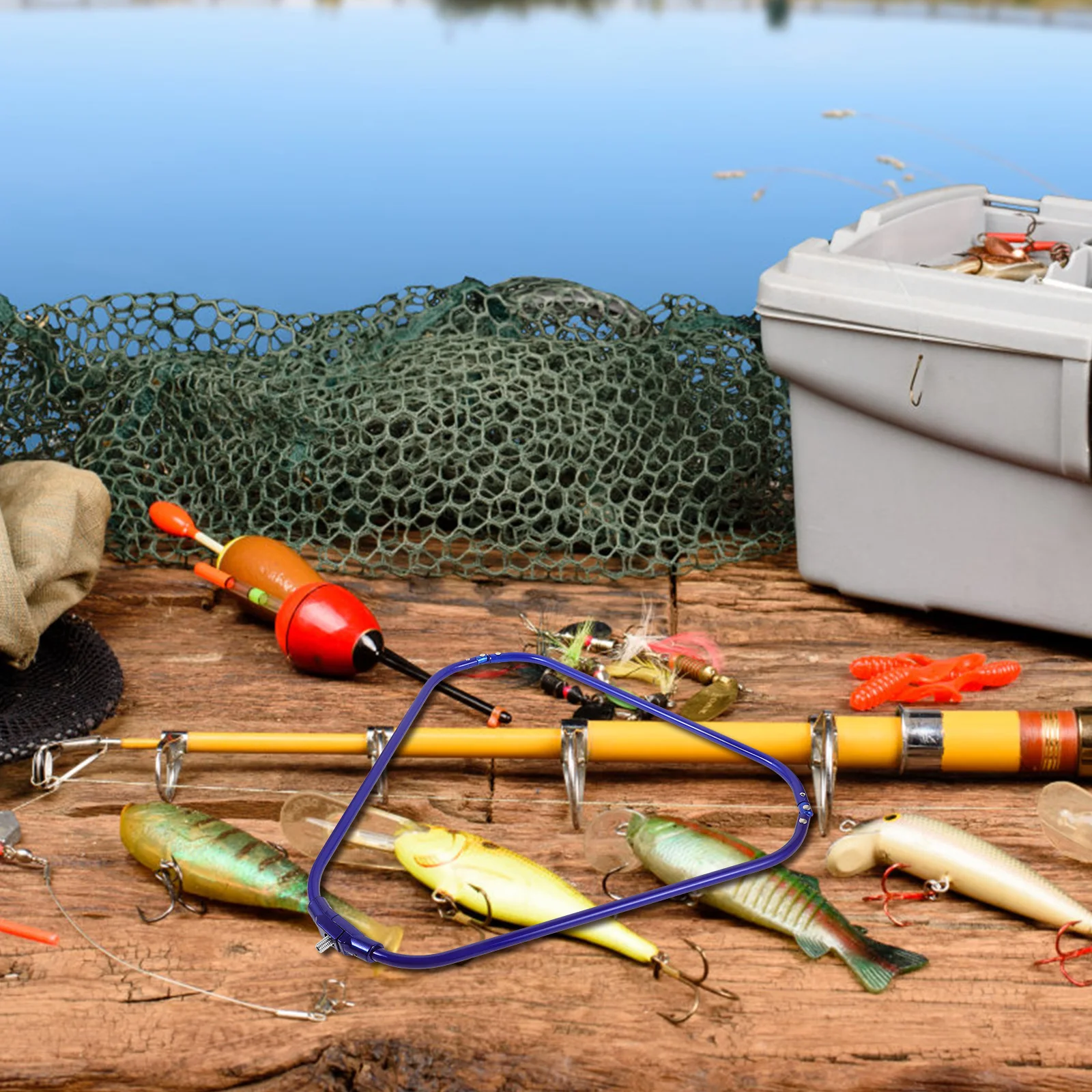 

Folding Aluminum Alloy Fishing Net Frame Triangular Design Sturdy Corrosion Resistant for Landing Dip Crab Nets Portable Mesh