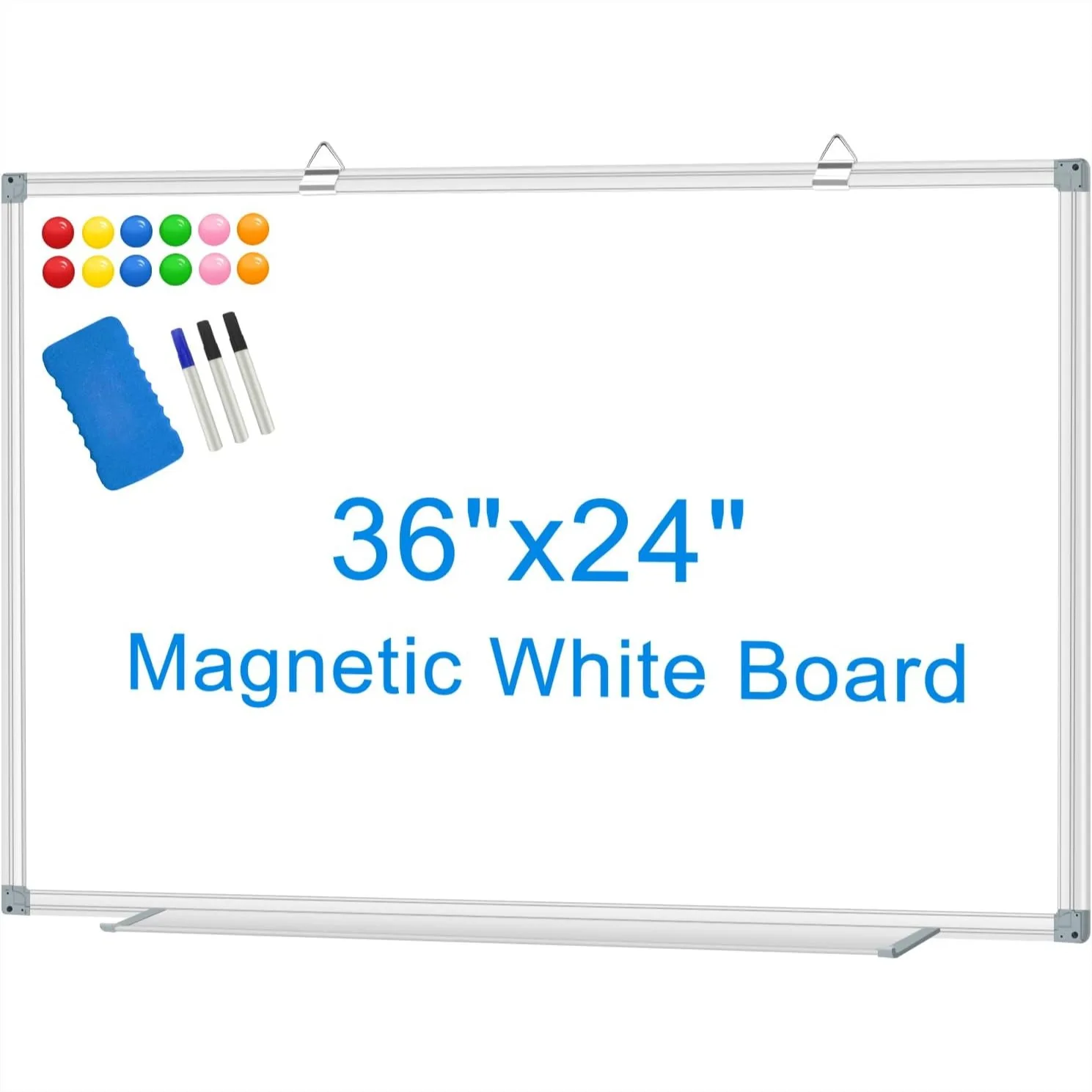 

Dry Erase Whiteboard 36x24 Magnetic Whiteboard for Wall, Aluminum Frame with Long Pen Tray, 3 Markers & 1 Eraser