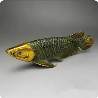 

YM Copper Statue Chinese bronze gilt old handwork lucky home decoration handicraft ' Fish '