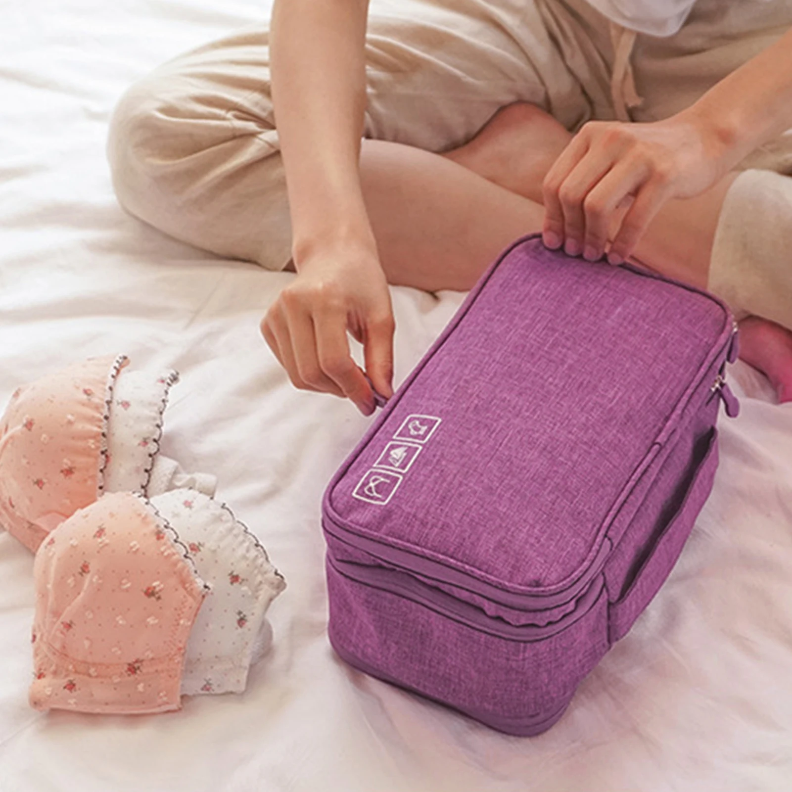 Organizador de embalaje de viaje para ropa interior de sujetador, organizador de ropa interior de gran capacidad para uso doméstico, viajes de negocios