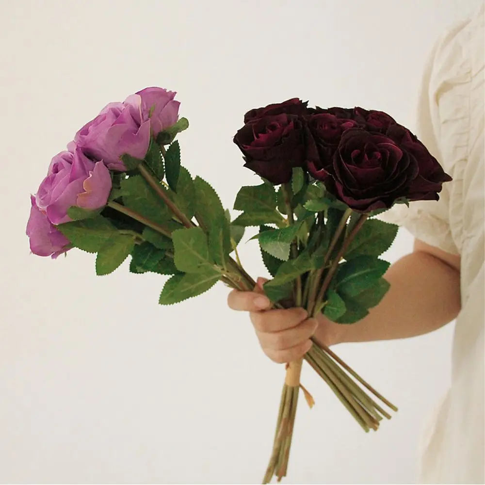 

8 Heads Artificial Rose Flower Branches Realistic Handmade Simulation Rose Flower Real Touch Fake Flowers Home Living Room Decor