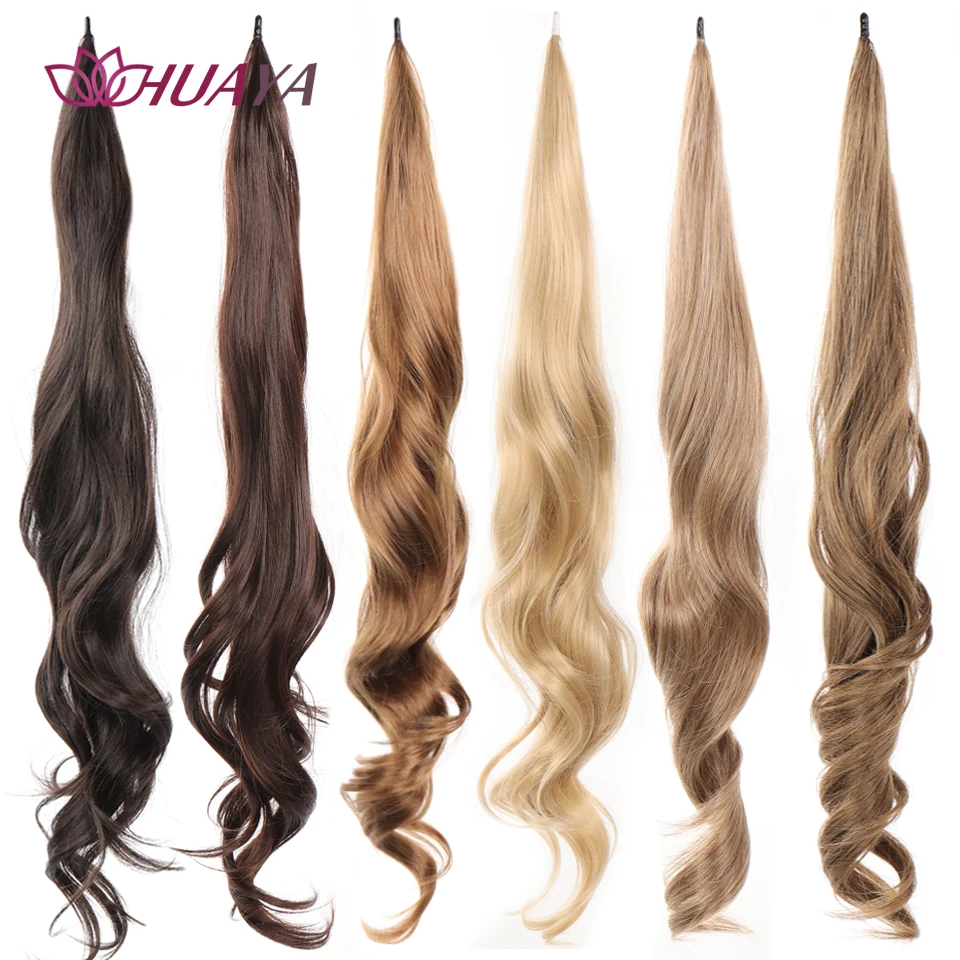 Synthetic Flexible Wrap Around Long Ponytail Hair Extensions Natural Wave Cute Blonde Balck Grey Women Fake Pony Tail