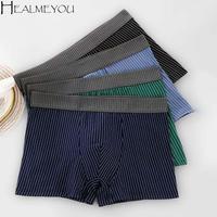 4PCS Elastic Stripe Men's Flat Panties Mid Waist Large Size Sporty Boxers Shorts Briefs Underpants Men's Underwear Man