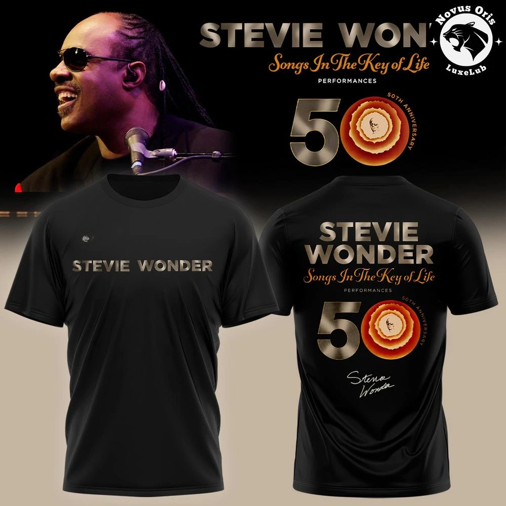 2026 Stevie Wonder Songs in The Key of Life 50th Anniversary Summer Men's and Women's Pure Cotton T-shirts Fans' Comfortable