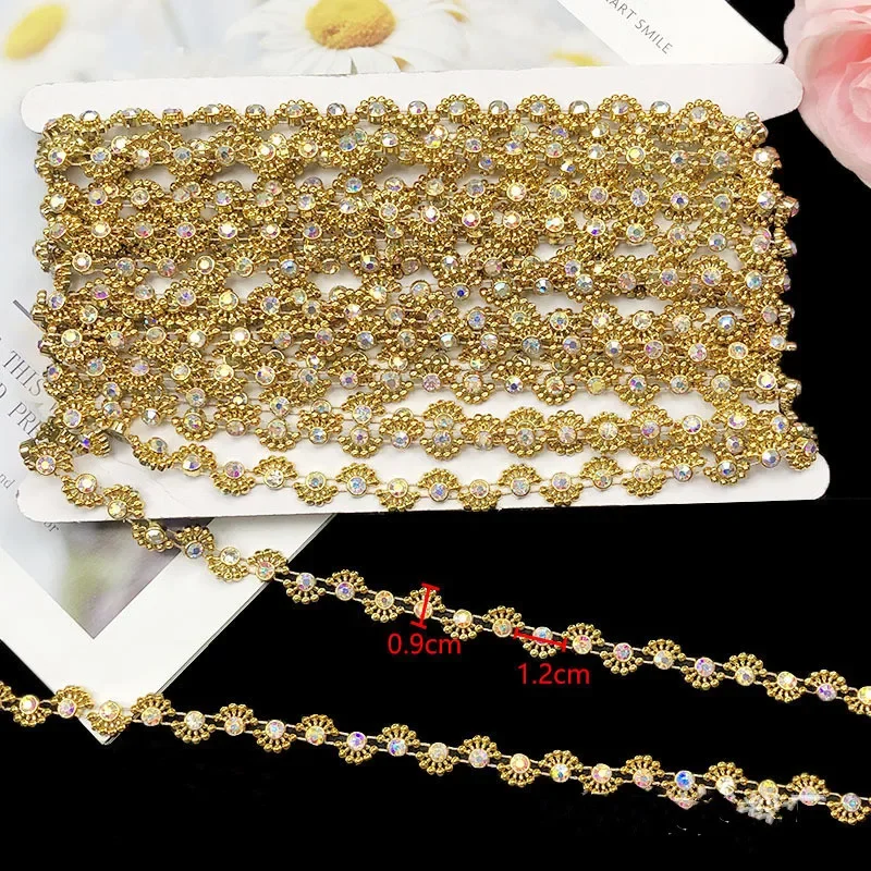 1 M Rhinestone Trim Chain Decoration Sew on Crystal Chain Clothing Shoes DIY Accessories