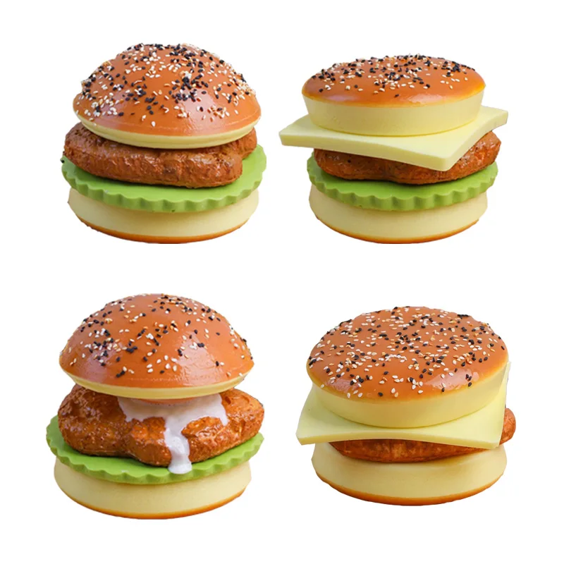 Kitchen Kids Toys Simulated Bread Hamburger Model Fake Food Separable Soft Rebound Girl Pretend Play Restaurant Making Burgers