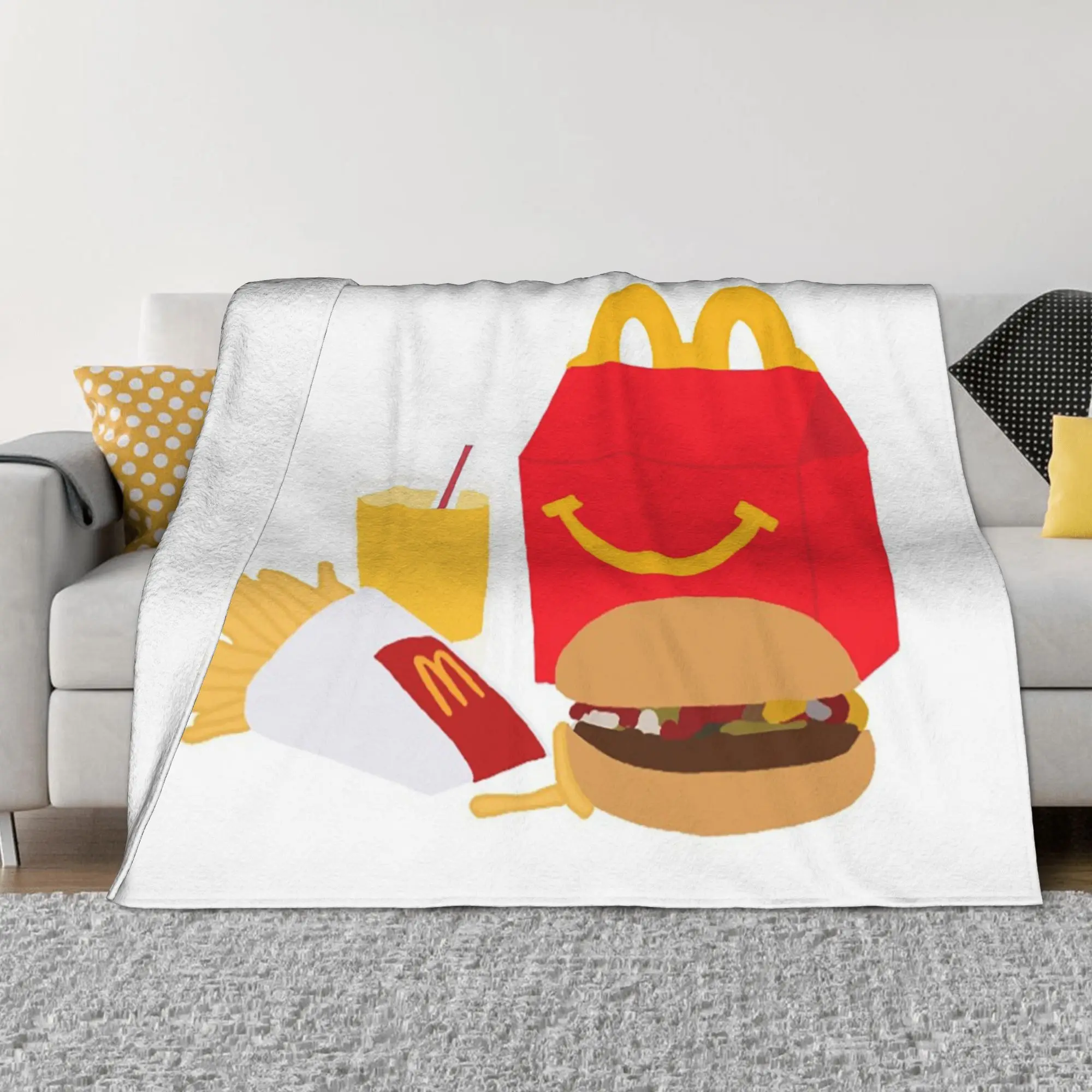 ماكدونالدز وجبة سعيدة بطانية سوبر لينة الفانيلا أريكة رمي بطانية للأريكة الفراش السفر يلقي المفرش لحاف #6