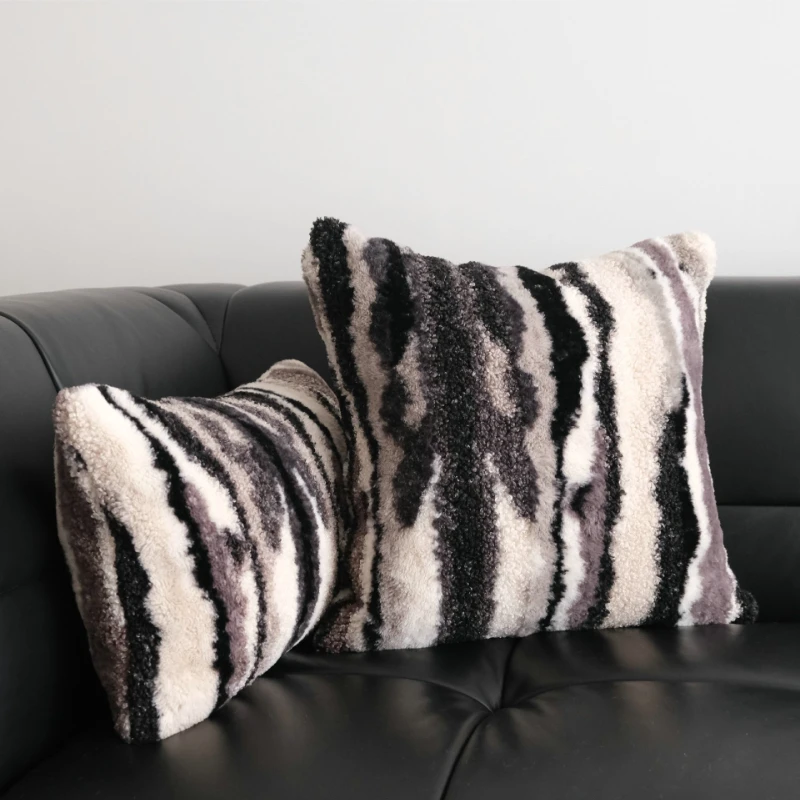 30x50/45x45CM Plush Throw Pillow Cover Light Luxury Striped Double-sized Waist Cushion Cover Decor Home Decorative Pillowcase