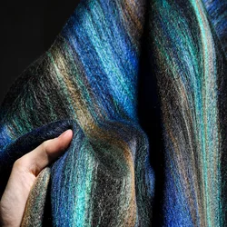 Beautiful,Peacock Blue,Heavyweight,Thickened,Woven Wool Fabric,Polyester Cloth,Creative Designer Fabric,Sewing,Diy,Coat,Clothing
