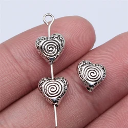 WYSIWYG 10pcs 9x8mm Antique Silver Color Heart Beads For Jewelry Making DIY Jewelry Findings