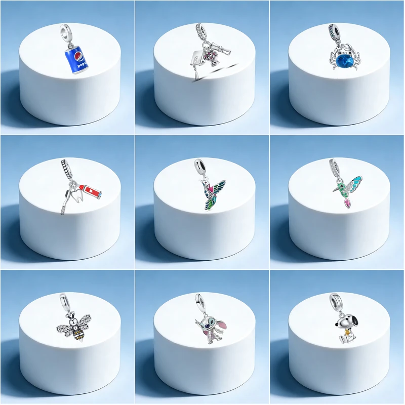 925 silver hummingbird crab cartoon charm suitable for DIY snake bone bracelet for ladies' jewelry