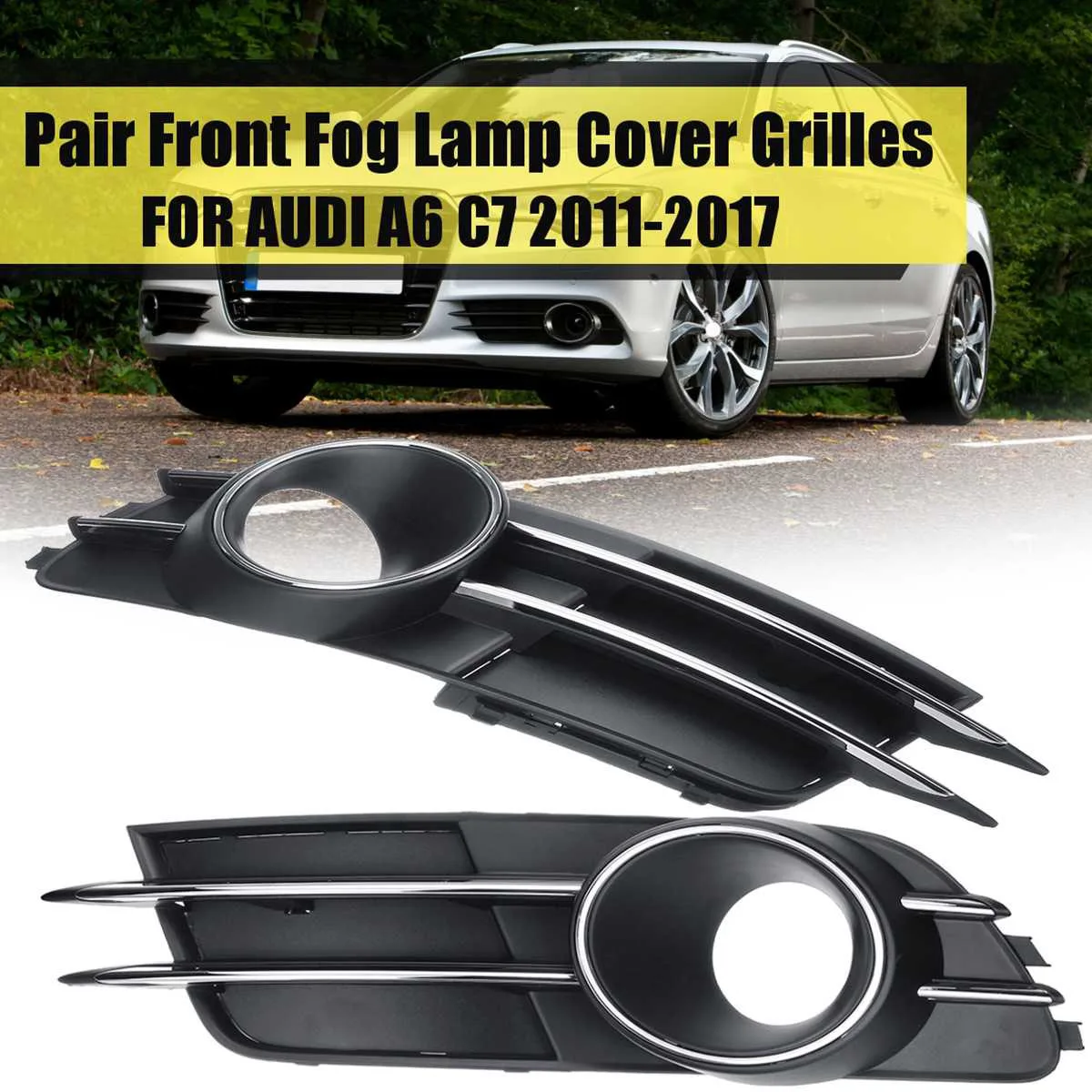 Car Front Bumper Fog Light Ventilation Grille Lampshade For Audi A6 C7 2011 2012 2013 2014 2015 2016 2017