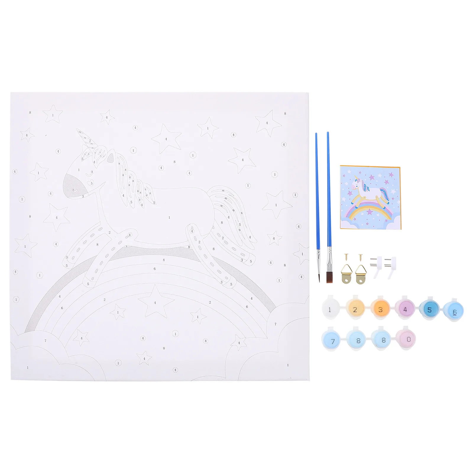 1Set Paint by Number for Kids Unicorn Design Educational DIY Oil Painting Kit Safe Non-Toxic Art Craft Activity Canvas Set Kids