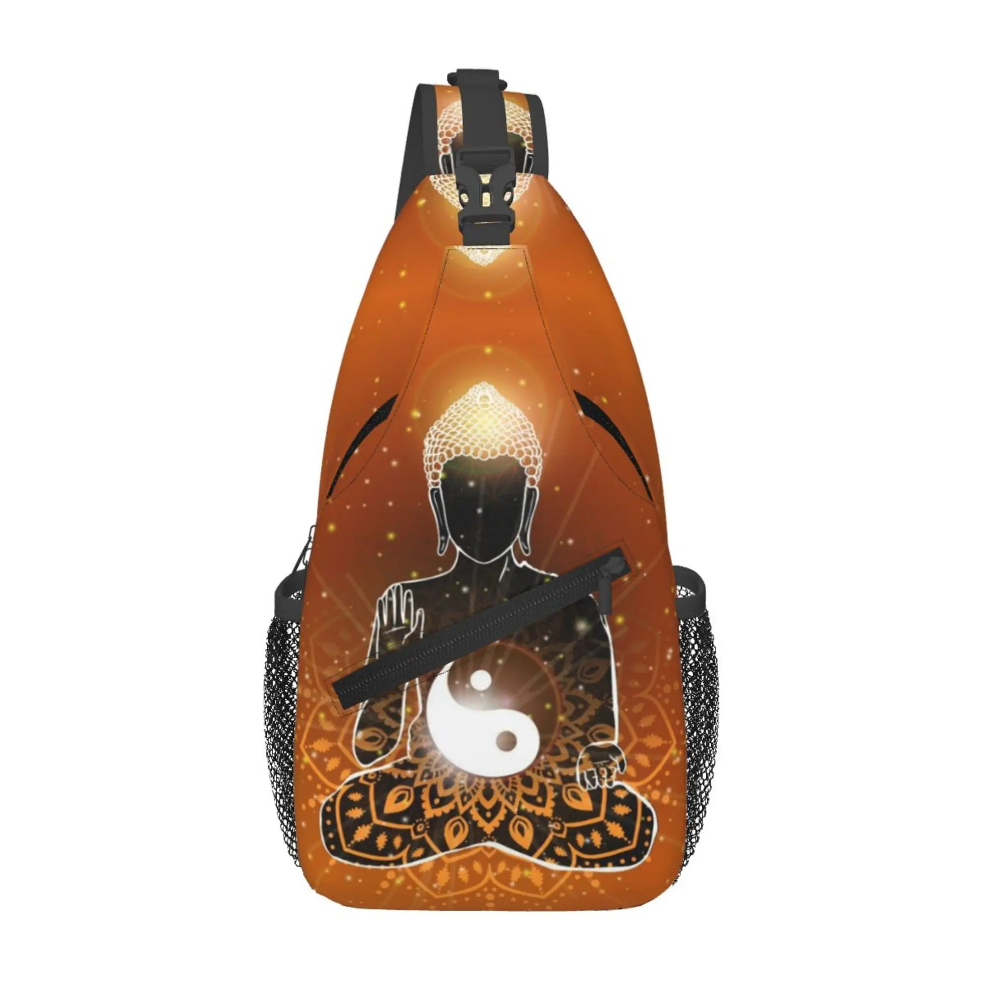 

Мужская буддийская сумка через плечо — легкая нагрудная сумка с дизайном медитации Будды, регулируемым ремешком