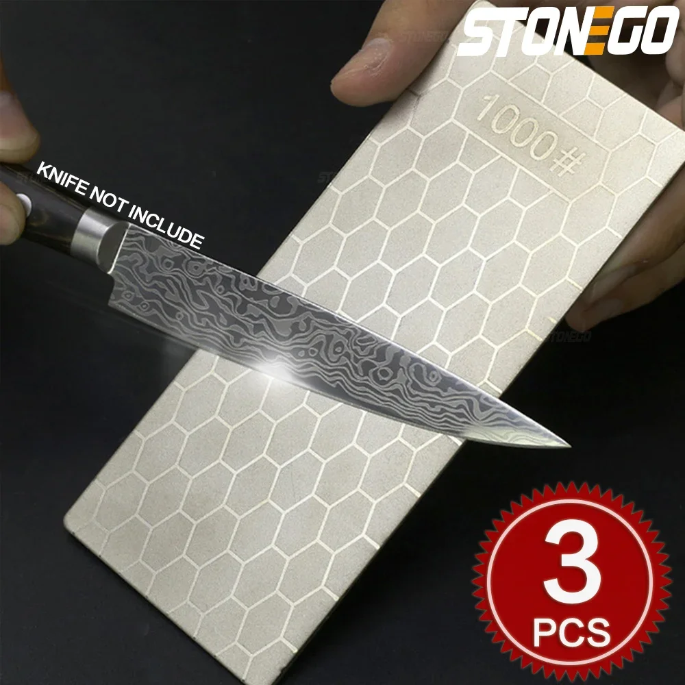 

STONEGO Diamond Knife Sharpening Stone 400#/600#/1000# Knife Sharpener Ultra-thin Honeycomb Surface Whetstone Grindstone