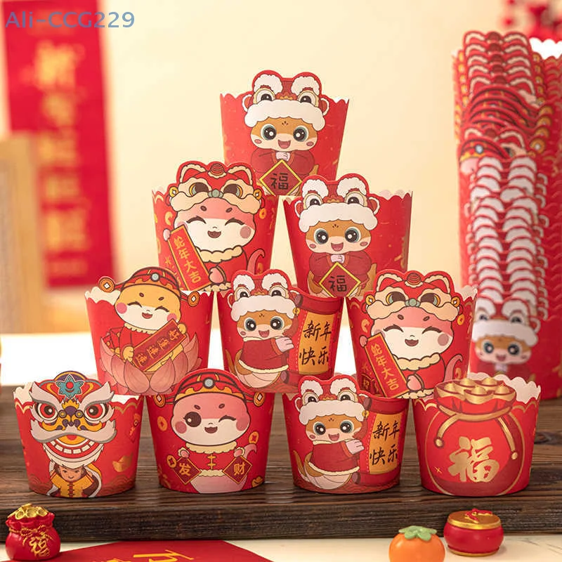 2025 New Year Paper Cups Snake Year Cake Cup Dessert Decorative High Temperature Resistant Muffin Cup Party 50pcs New