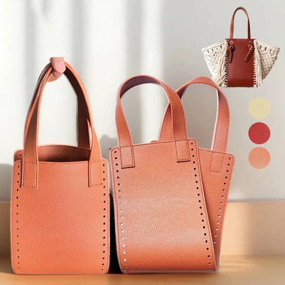 DIY Handmade Knitting Handbag Sewing Accessories Leather Bucket Shoulder Bag Bottom Strap With Holes Replacement Handbag Handles