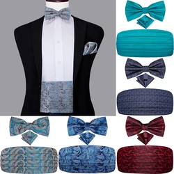 Faja Vintage Hi-Tie para hombre, traje de esmoquin, moda Floral, Paisley, pantalón de caballero, cinturón de seda elástico de alta calidad