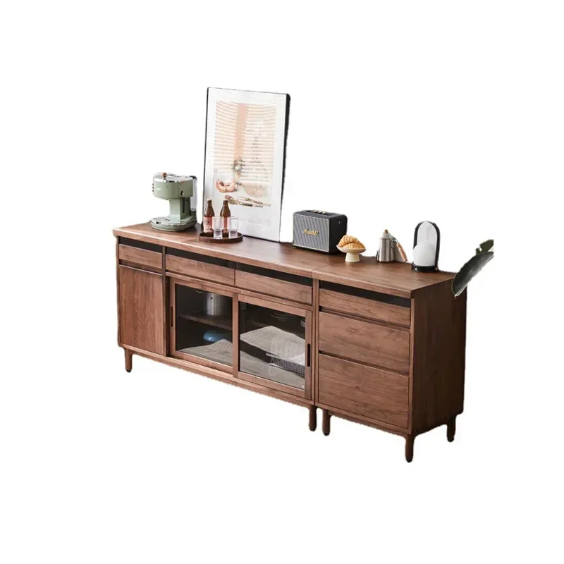 Modern Simple North American Black Walnut Kitchen Side Cabinet Dining Room Modern Home Locker