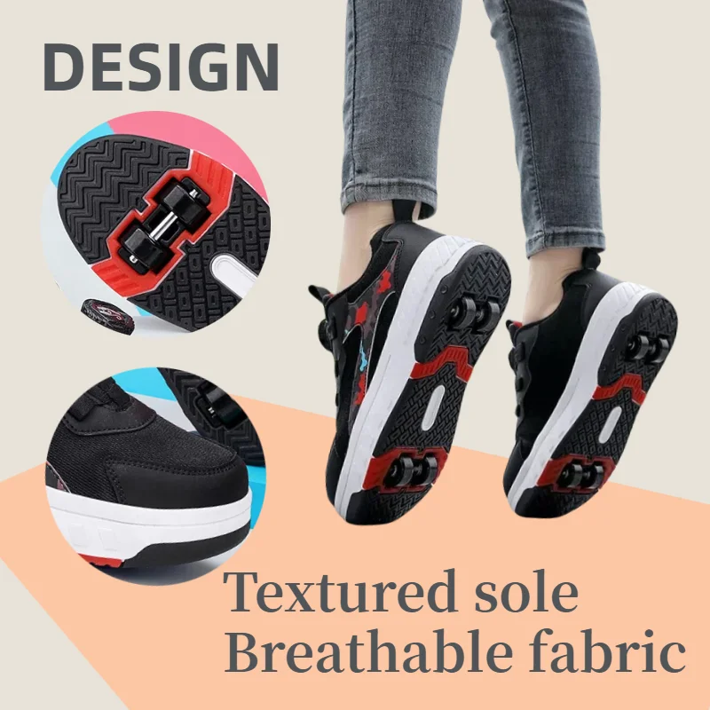 أحذية تزلج PONERAIT للجنسين بأربعة عجلات مع إبزيم دوار وتصميم شبكي مسامي للمبتدئين للاستخدام اليومي #4