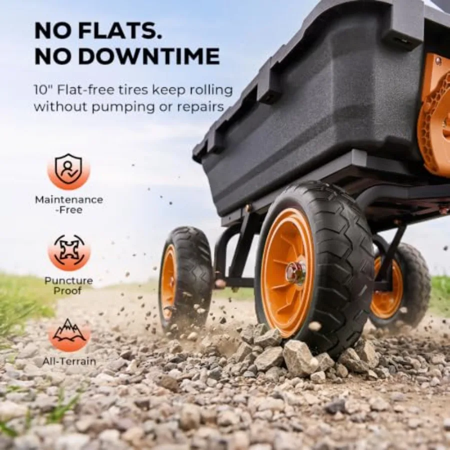 Dump Garden Cart 900lb Capacity with 10-Inch Flat-Free Tires