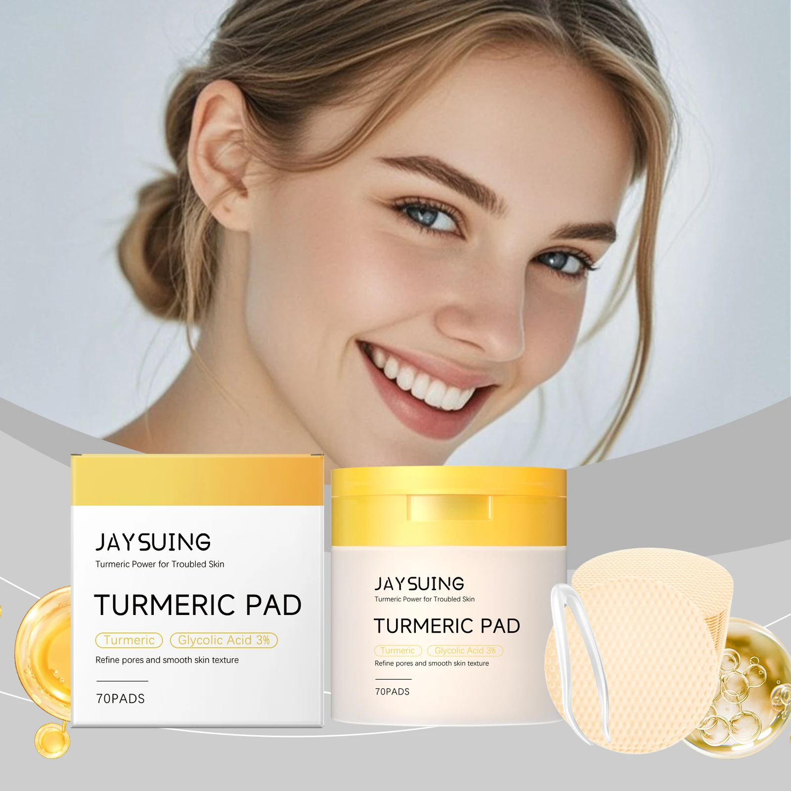 

Turmeric Pore Cleaning Cotton Pad Soothe Skin Improve Skin Tone Clean Pores Prevent Pore Blockage Facel Exfoliating Cotton Pads