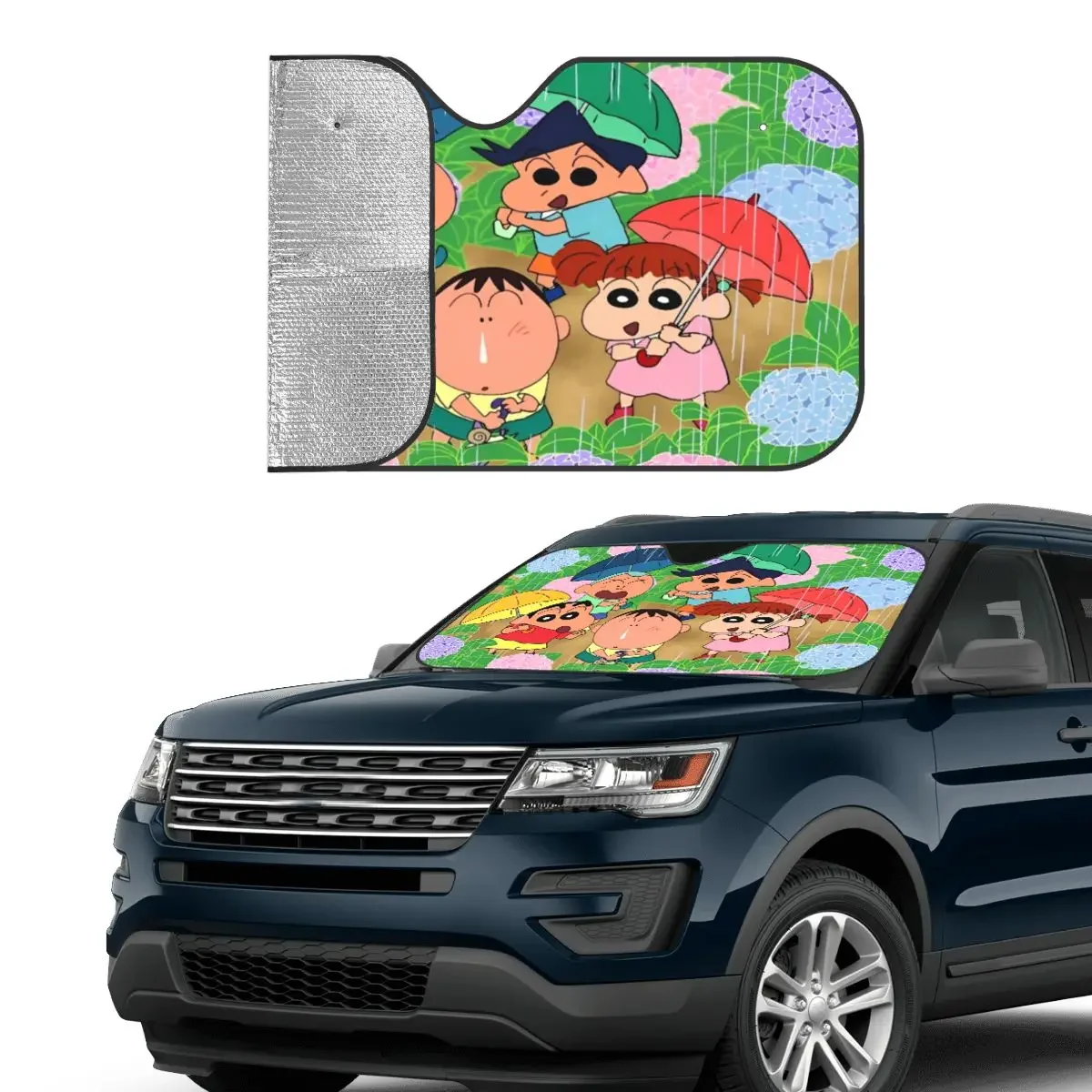 S-Shinchan Manga Windshield Sunshade Japanese Cartoon Retractable Car Front Windshield 70x130cm Sun Visor Solar Protect