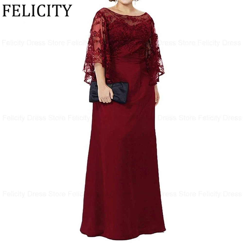 

Long Sleeve Lace Top Plus Size Mother of the Bride Dress Floor Length Long Column Women Formal Evening Gowns Mother of Groom