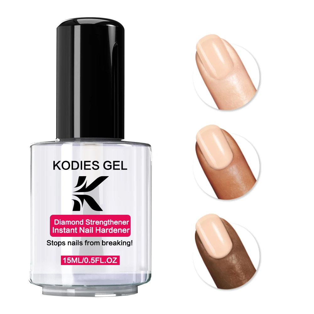 KODIES GEL Diamond Strengthener Instant Nail Hardener Stop Nails Breaking Clear Natural Dry Nail Polish Lacquer Topcoat Finish