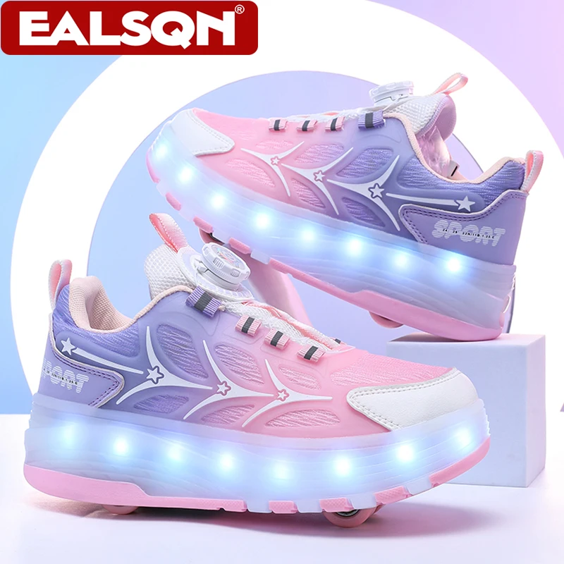 

Four Wheels Children's Led Light Roller Skate Shoes For Kids Boys Girls Glowing Sports Luminous Sneakers Skateboard USB Charging