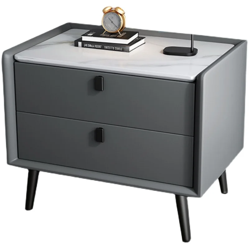 

All solid wood rock slab bedside table, bedroom small bedside table, leather art bedside locker.