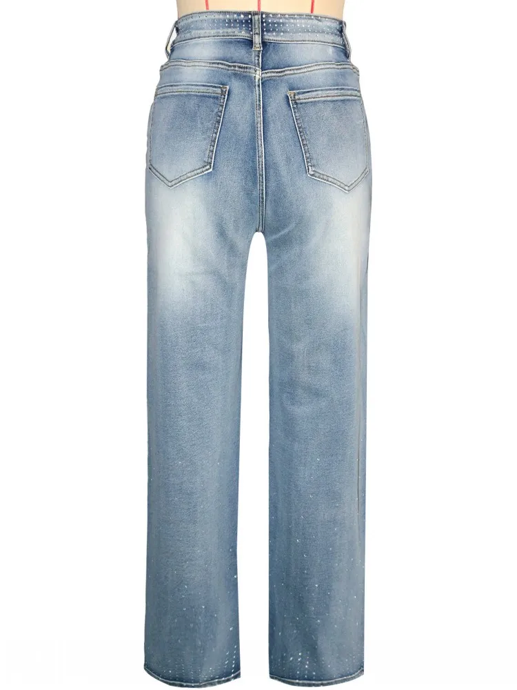 Frauen Hohe Taille Breite Bein Jeans Glänzende Gerade Hosen Lange Palazzo Casual Trendy Hosen 2025, Frühling Herbst Winter Neue Hosen