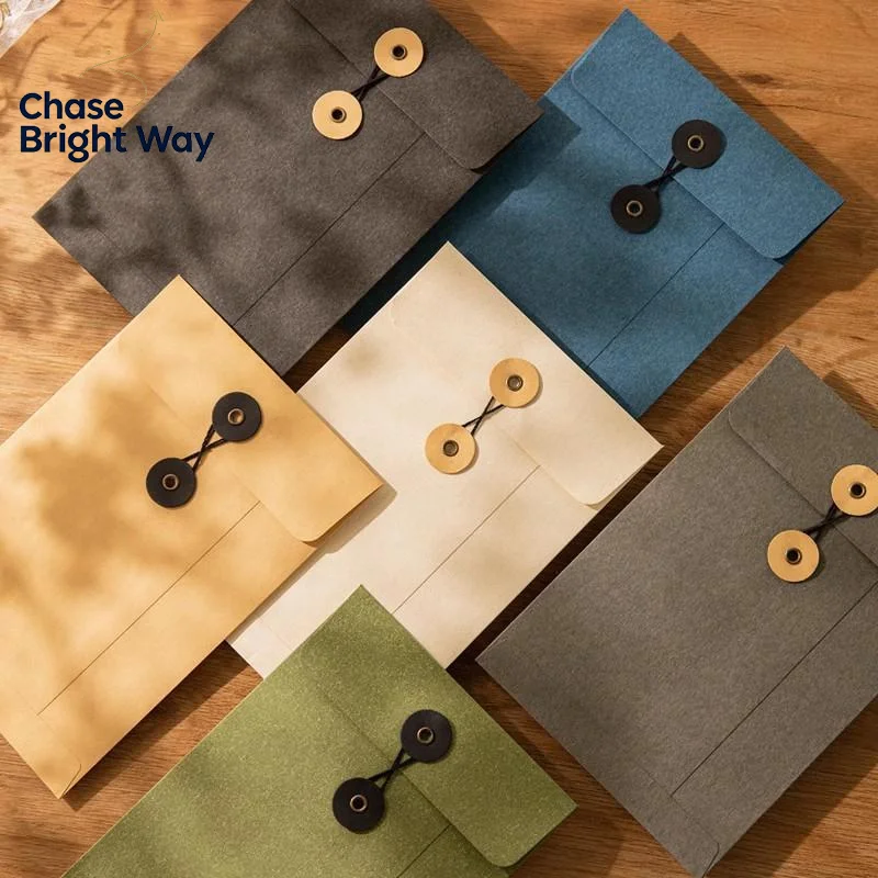 A4 A5 A6 Thickened Kraft Paper Envelopes String Tie Closure Portable File Invoice Storage Bag for Students