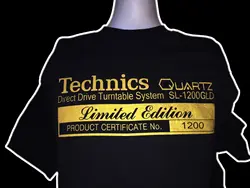 Technics-Camiseta dorada de Sl-1200 Gld, edición limitada, tocadiscos raro, Dj