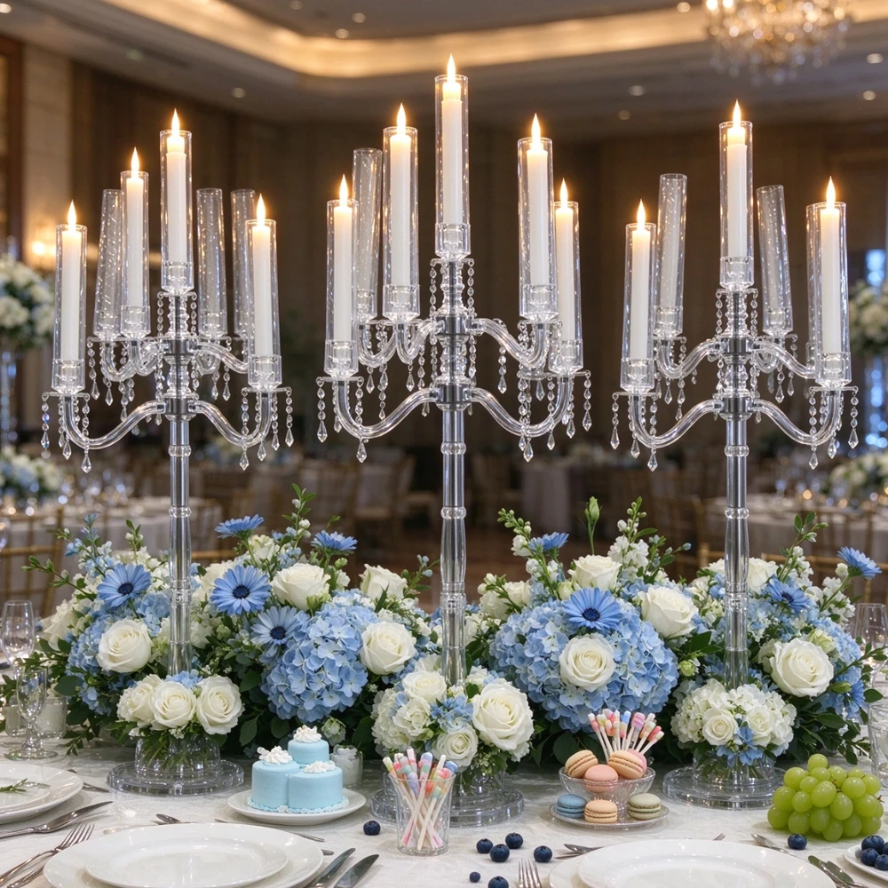 1-12pcs H120cm Large acrylic Roman Column Floor Candle Holder aisle Candelabra Wedding table Decor Stage Backdrop Centerpiece