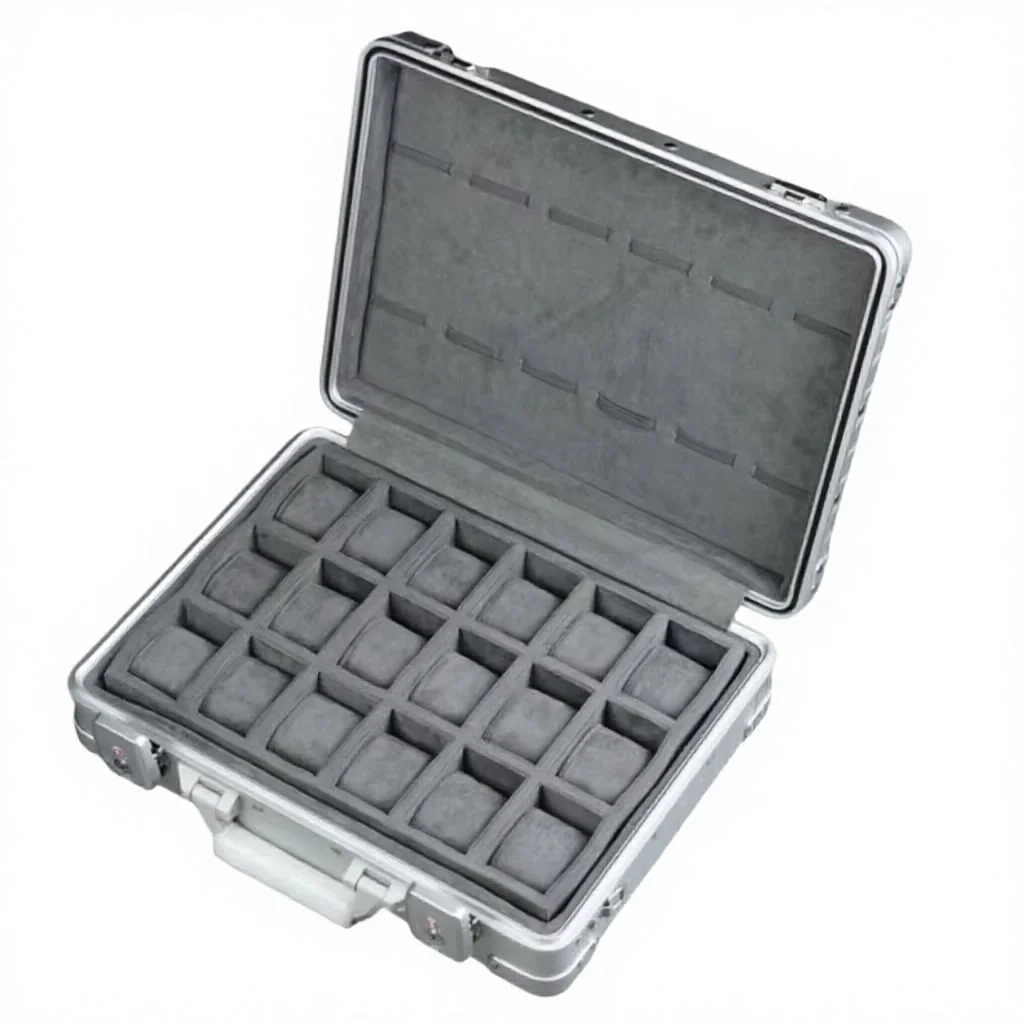 Luxury 14-Slot Aluminum Watch Briefcase - Secure Combination Lock Watch Storage Box for Collectors with Buckle Closure