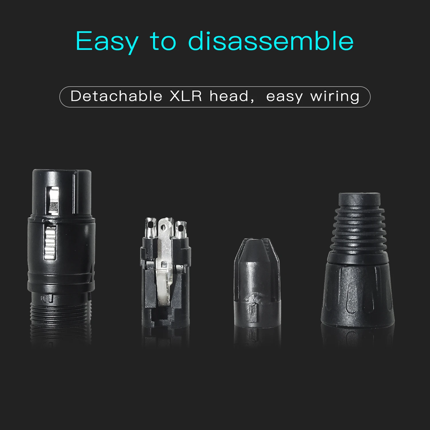 3-PIN XLR Metal Connector Stage Light Accessories DMX Cable Microphone Cable Audio Cable Connector