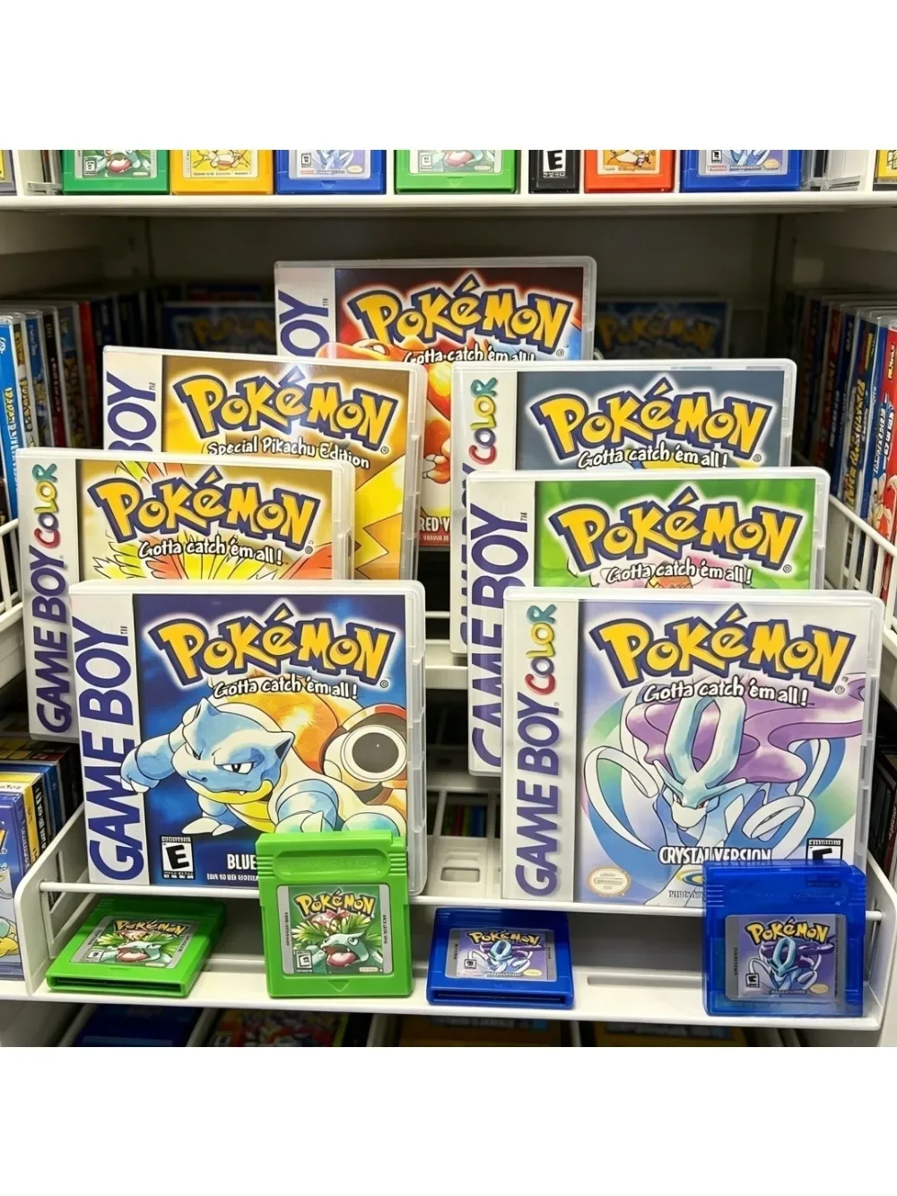 Mehrsprachige Version Pokémon-Karten Serie Crystal Gold Blau Grün Rot Silber Gelb Batteriebetriebene Boxed-Spielkassette für GBC – Detail 7